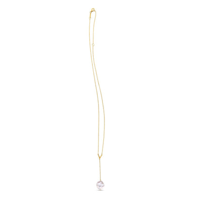 14K Yellow Gold Pearl Lariat Necklace