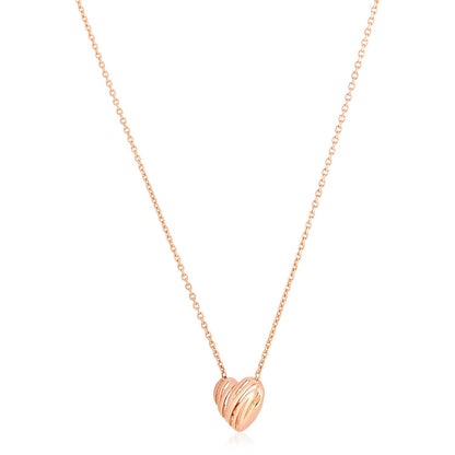 14K Rose Gold High Polish Scribbles Heart Necklace