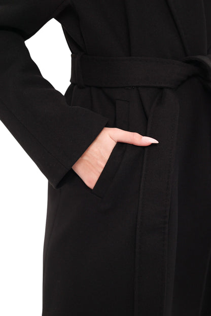 Cambridge Comfort Wraparound Wool Cashmere Coat Black