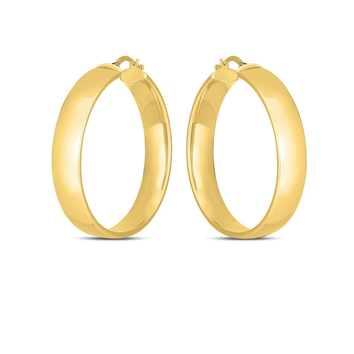 14K Yellow Gold Wedding Band Hoop Earrings