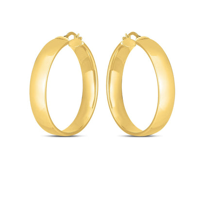 14K Yellow Gold Wedding Band Hoop Earrings
