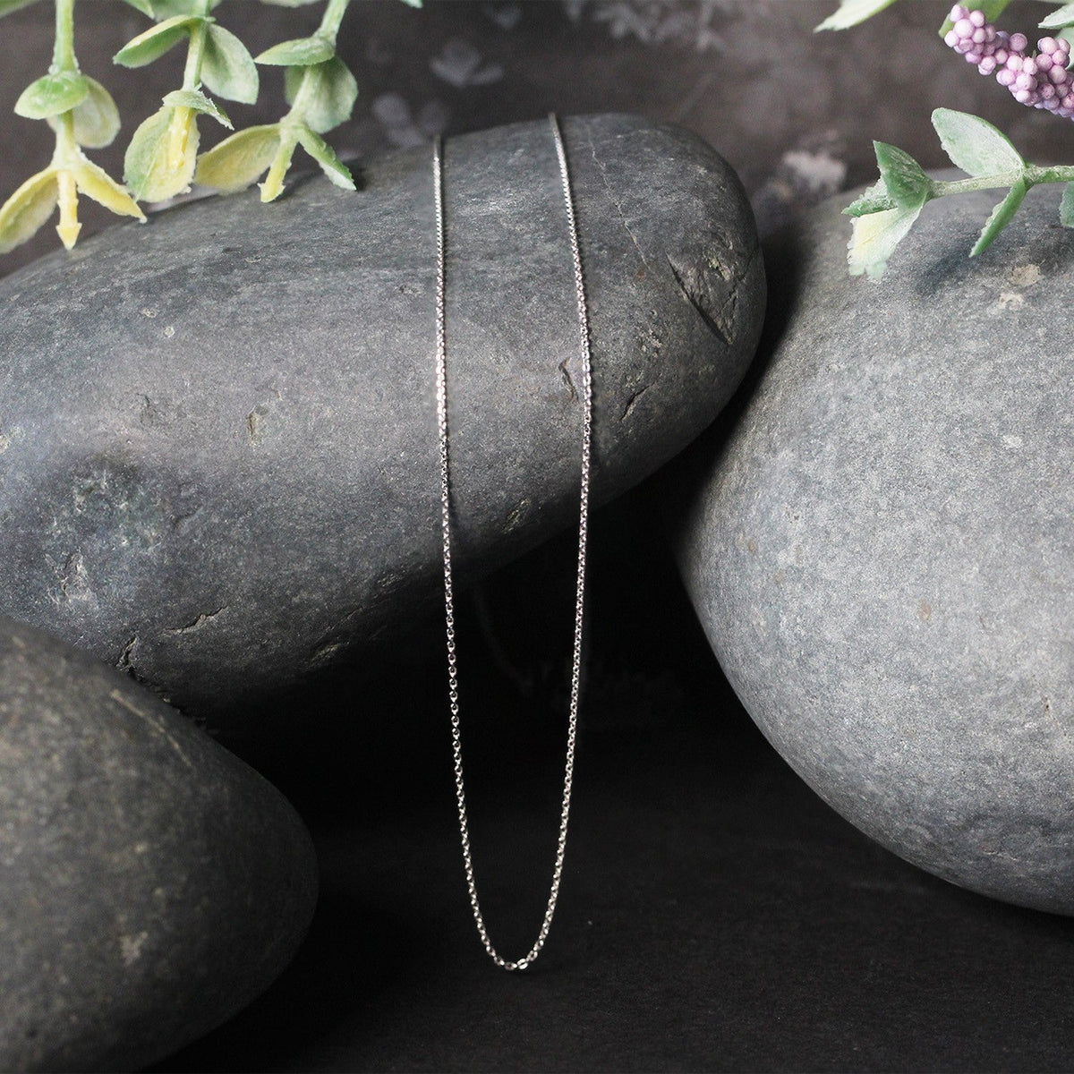 14K White Gold Cable Link Chain