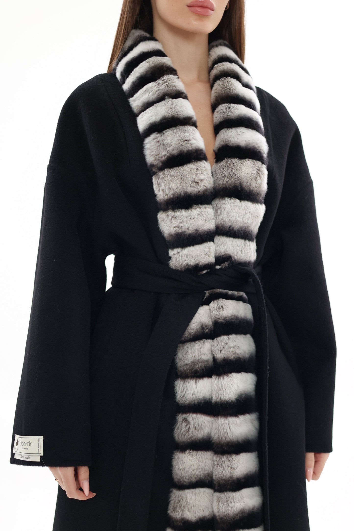 French Orylag Fur Italian Cashmere Wool Coat
