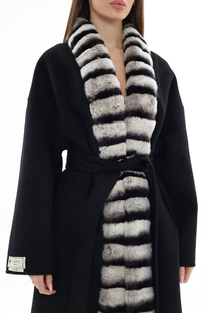 French Orylag Fur Italian Cashmere Wool Coat