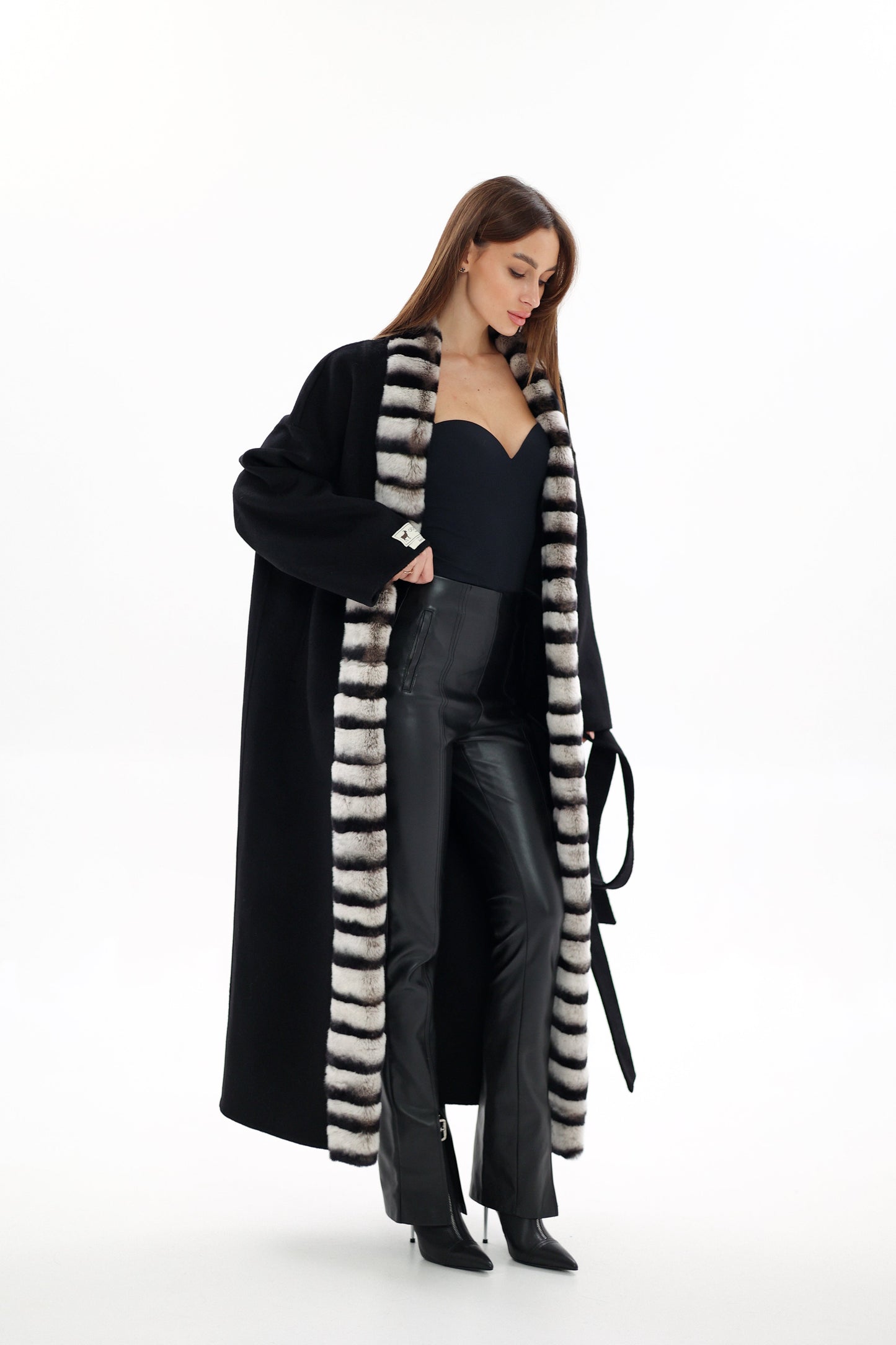 French Orylag Fur Italian Cashmere Wool Coat