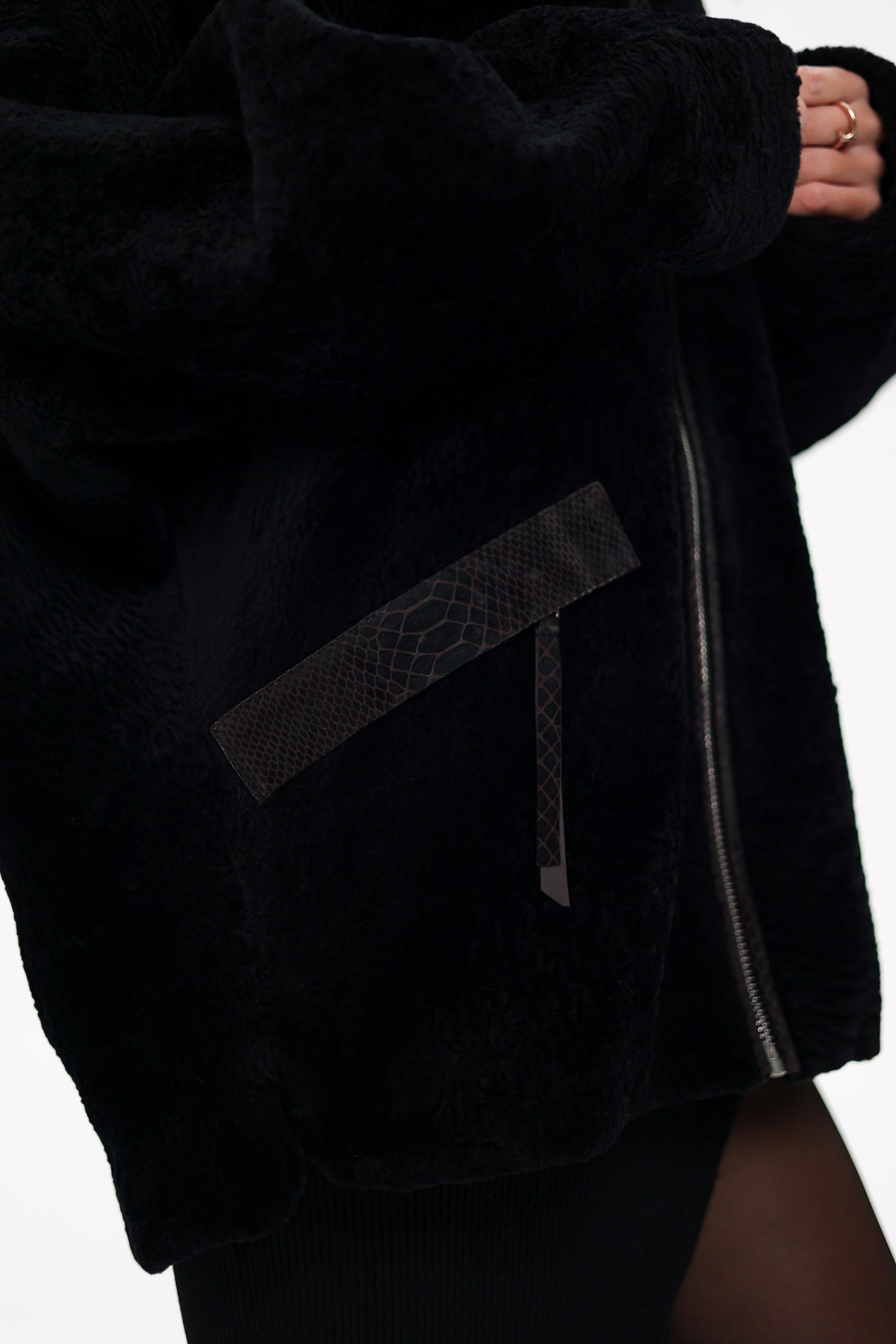 Palermo Astrakhan Silver Fox Trim Coat