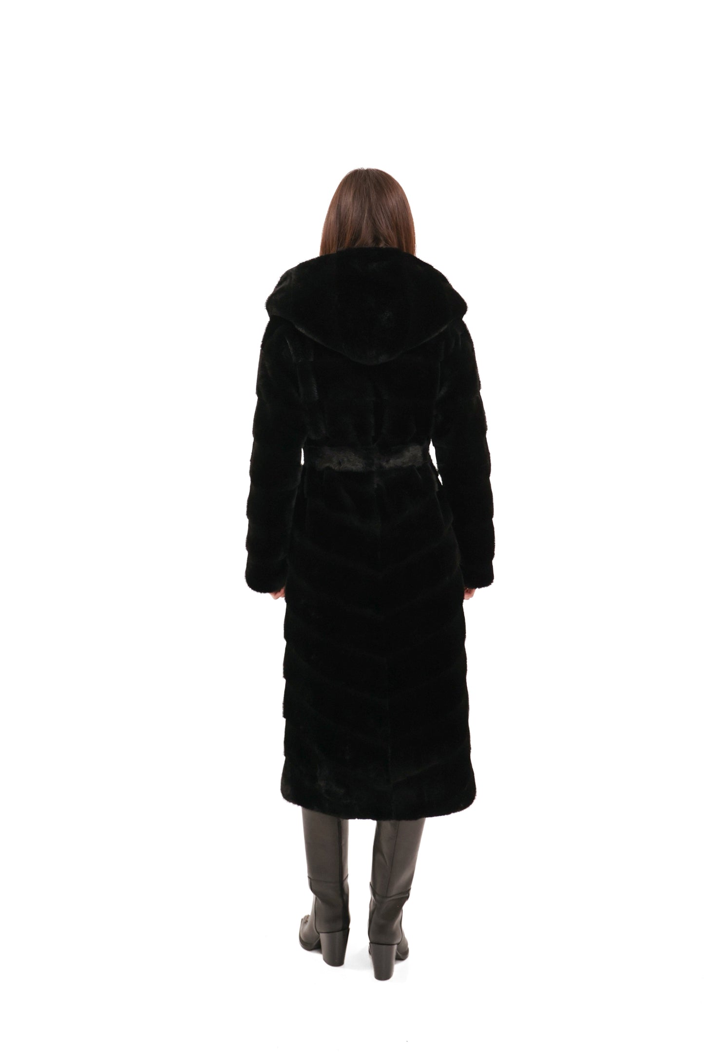 Faux Mink Effect Fur Hooded Coat