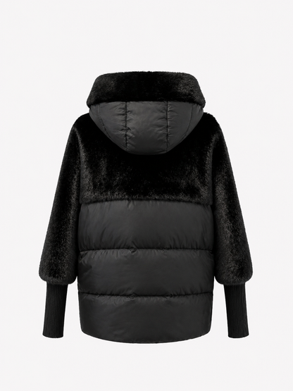 Claire Eco-Fur Bio-Down Fill Jacket in Black