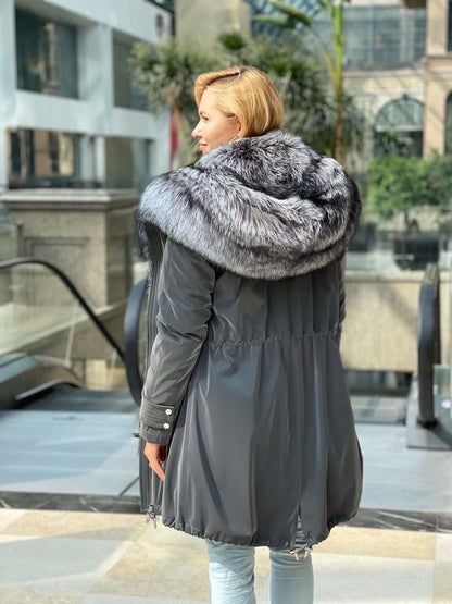 Silver Fox Fully Lined Hood Rabbit Insulated Parka