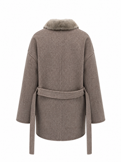 ⇆ Reversible Genuine Mink Fur Virgin Wool Coat