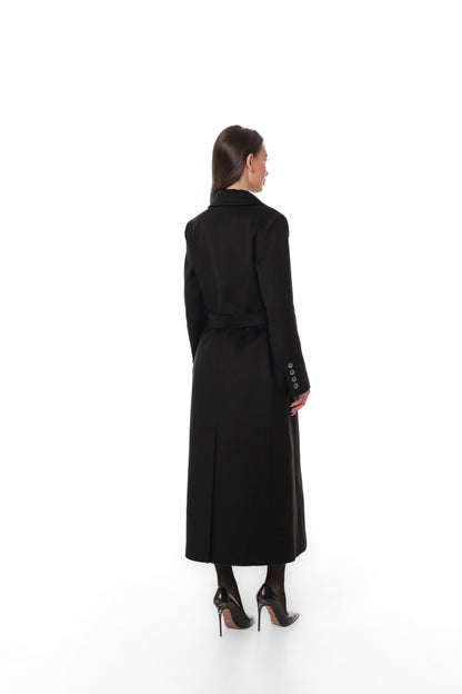 Ellis Tailored Cashmere Wool Coat in Black
