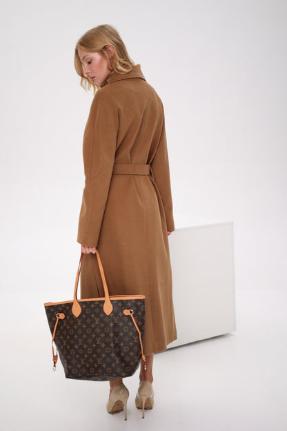 Cambridge Comfort Wraparound Wool Cashmere Coat Dark Camel