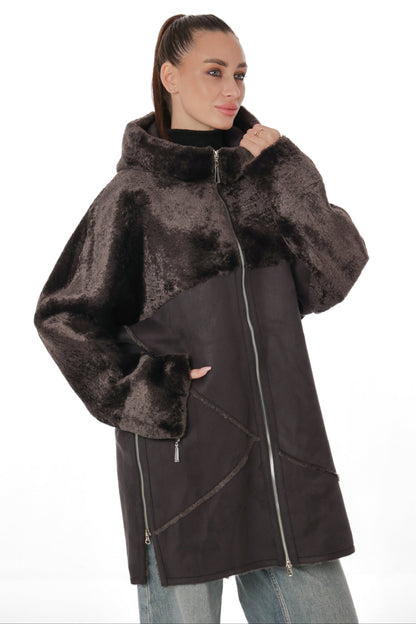 Hooded Eco-Suede Coat