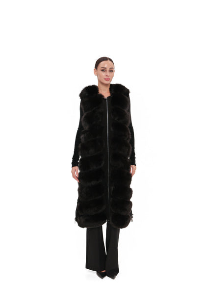 Genuine Polar Fox Fur Vest 110 cm