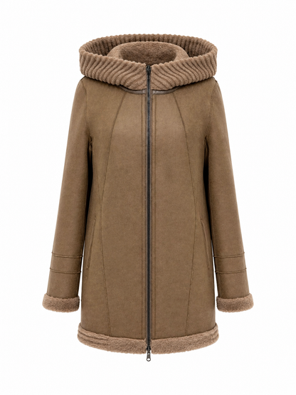 ⇆ Reversible Faux Fur & Suede Jacket with Hood