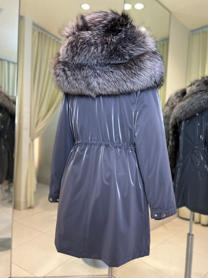 Silver Fox Fully Lined Hood Rabbit Insulated Parka