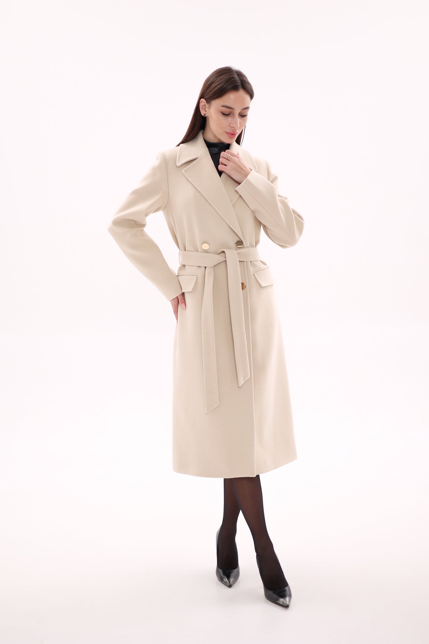 Denise Cashmere Blend Overcoat Nude
