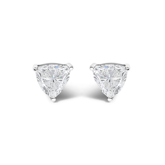 14K White Gold Lab-Grown Trillion Diamond Stud Earrings