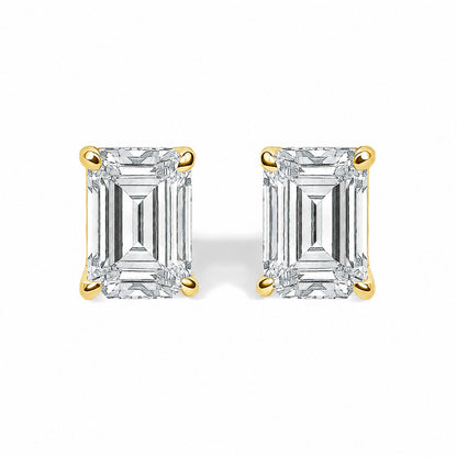 14K White Gold 1/2 Cttw Lab Grown Emerald Cut Diamond Solitaire Stud Earrings