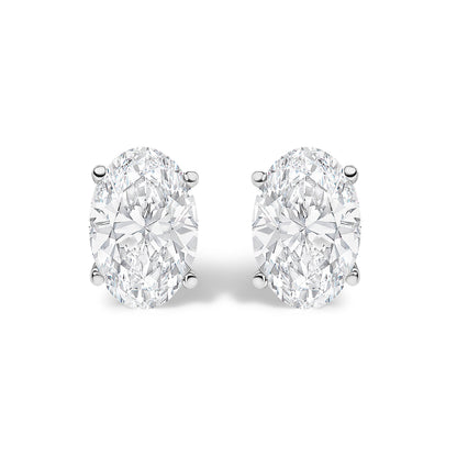14K White Gold 1.00 Cttw Lab Grown Oval Solitaire Diamond Stud Earrings