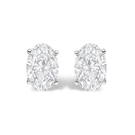 14K White Gold 1.00 Cttw Lab-Grown Oval Diamond Stud Earrings
