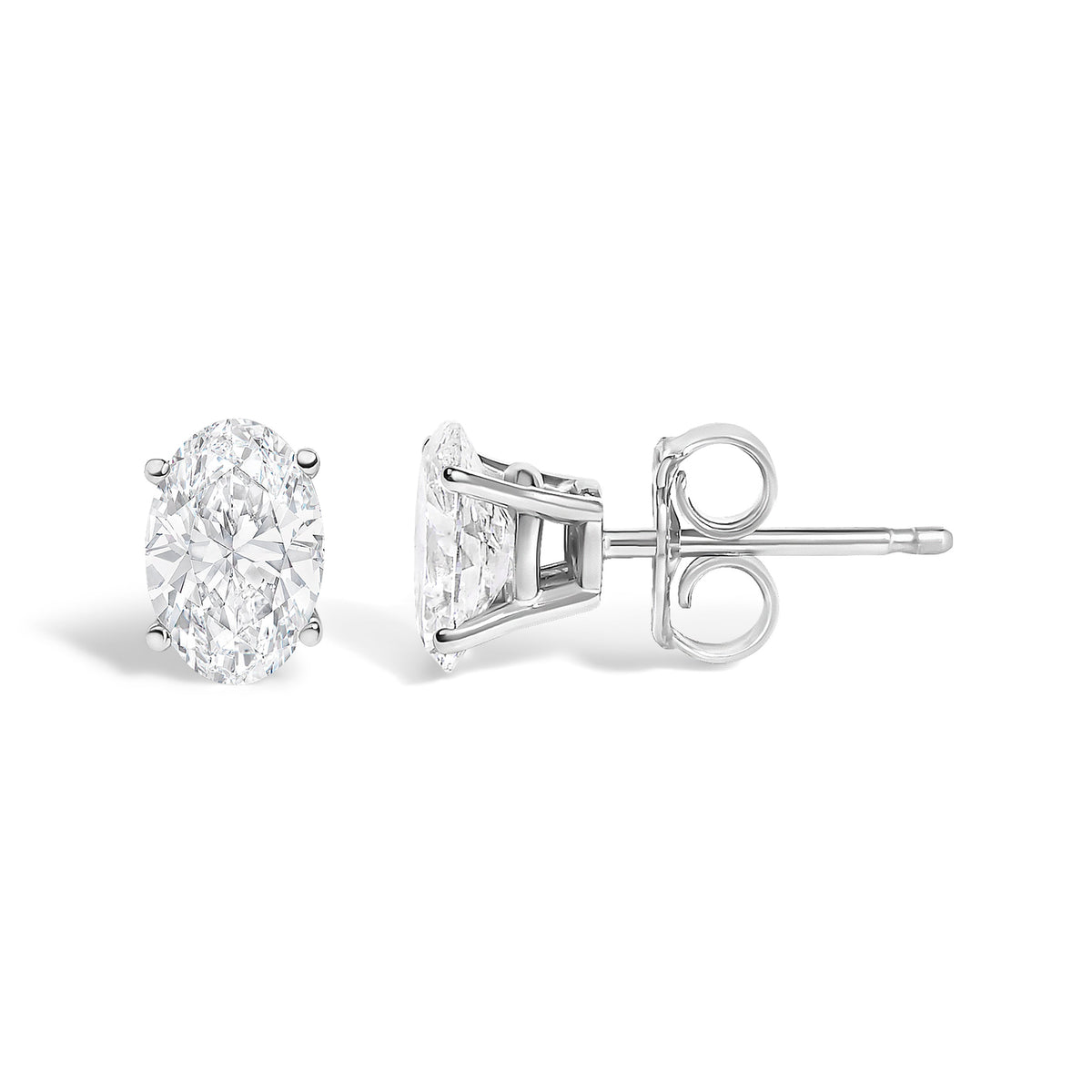 14K White Gold 1.00 Cttw Lab Grown Oval Solitaire Diamond Stud Earrings
