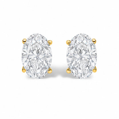 14K White Gold 1.00 Cttw Lab Grown Oval Solitaire Diamond Stud Earrings