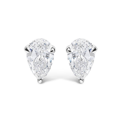 14K White Gold 1.00 Cttw Lab Grown Pear Shaped Solitaire Diamond Stud Earrings