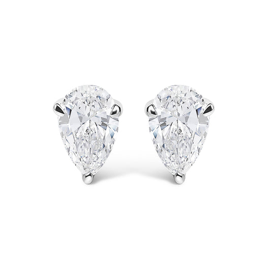 14K White Gold 1.00 CTW Lab-Grown Pear Diamond Stud Earrings