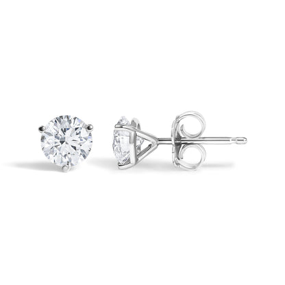 14K White Gold 1.00 Cttw Lab Grown Diamond Martini Set Round Solitaire Stud Earrings