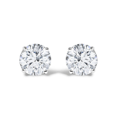 14K White Gold 1/2 Cttw Round Lab Grown Diamond Solitaire Stud Earrings with Push Backs