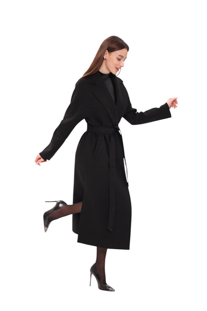 Cambridge Comfort Wraparound Wool Cashmere Coat Black