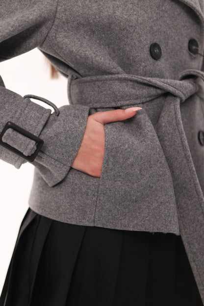 Megan Tailored Wool Blend Coat in Grey