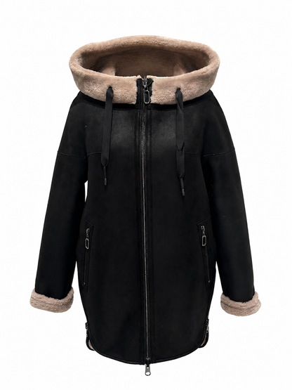 ⇆ Reversible Faux Shearling Hooded Coat