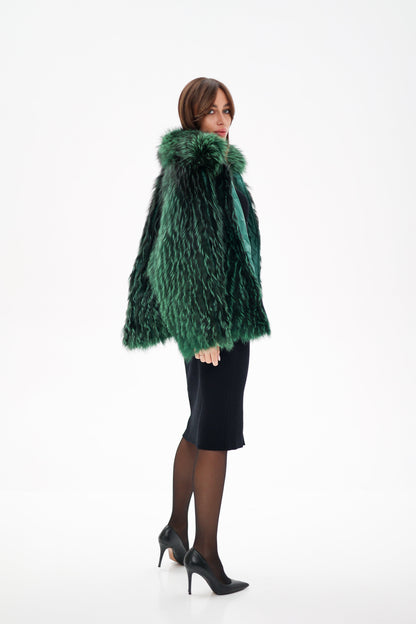 Reversible Genuine Silver Fox  Down Fill Coat