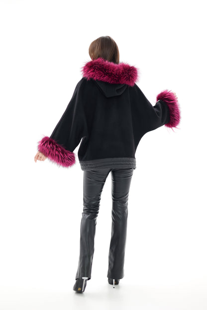 Saga®Furs Silver Fox Cashmere Blend Coat