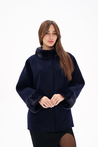 Mink Fur Virgin Wool Coat