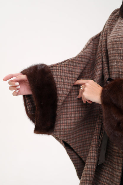 Scandinavian Mink Fur Double Face Wool Poncho