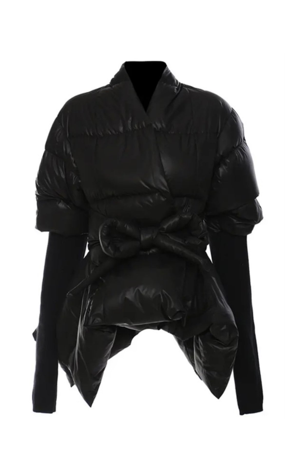 Puffer jacket with ribbed sleeve - Undeniably LUXE