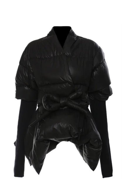 Puffer jacket with ribbed sleeve - Undeniably LUXE