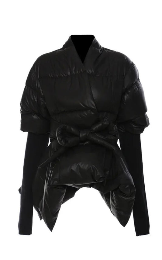 Puffer jacket with ribbed sleeve - Undeniably LUXE