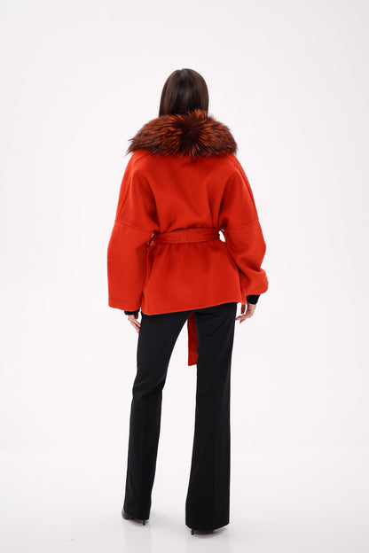 Saga®Furs Silver Fox Wool Alpaca Coat