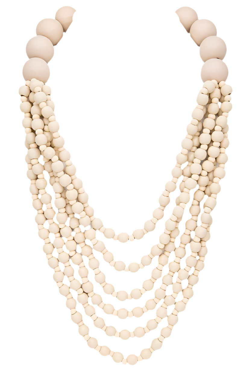 Multi Strand Wooden Beads Necklace - Undeniably LUXE