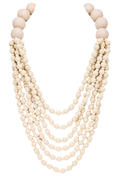 Multi Strand Wooden Beads Necklace - Undeniably LUXE