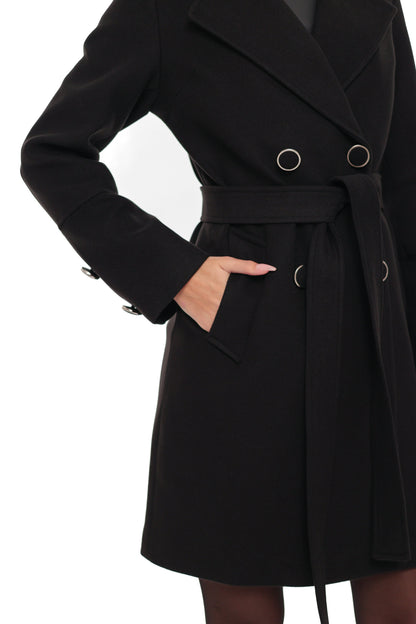Zuri Cashmere Blend Overcoat in Black