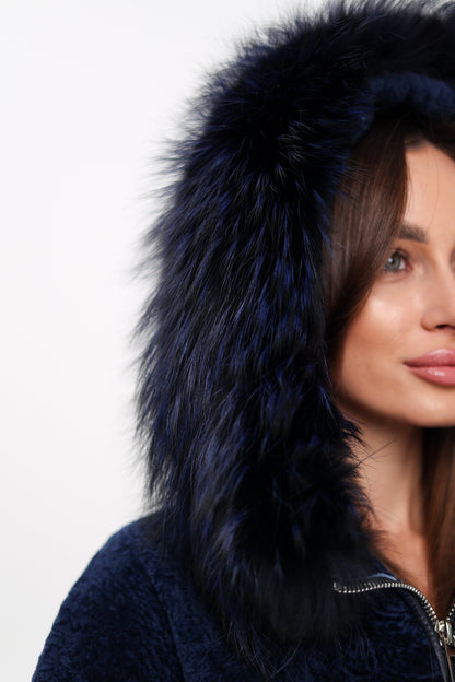 Shearling Silver Fox Trim Jacket