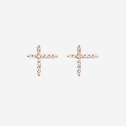 Memoire - 18K Rose Gold Luna Intercross Diamond Earrings (approx 1.7 gr / DIA .21 ct.twd) - FECS135-RG
