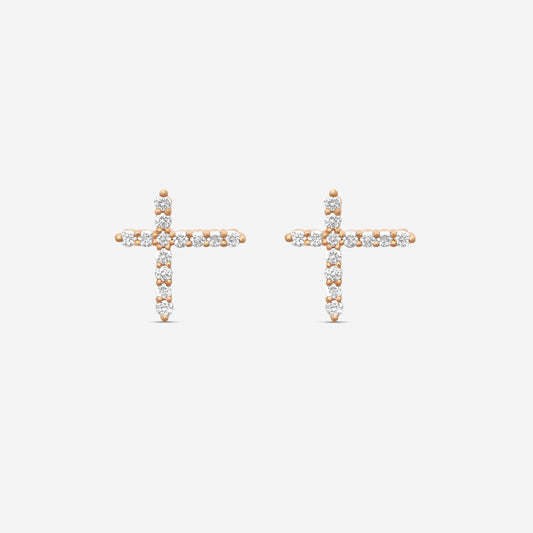 Memoire - 18K Rose Gold Luna Intercross Diamond Earrings (approx 1.7 gr / DIA .21 ct.twd) - FECS135-RG