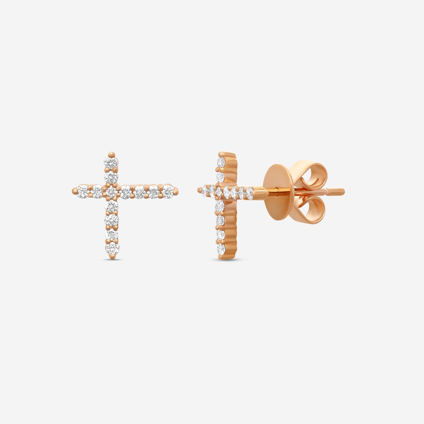 Memoire - 18K Rose Gold Luna Intercross Diamond Earrings (approx 1.7 gr / DIA .21 ct.twd) - FECS135-RG