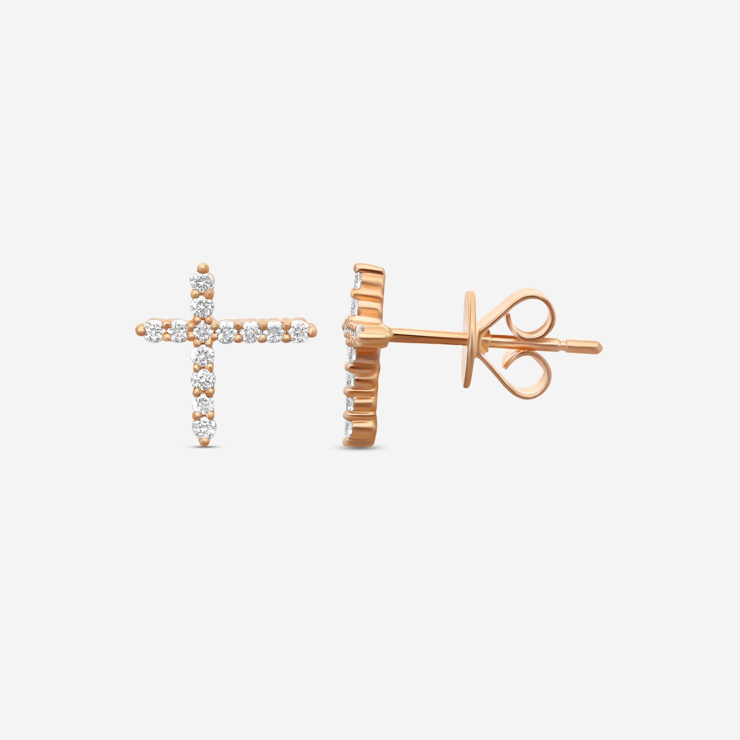 Memoire - 18K Rose Gold Luna Intercross Diamond Earrings (approx 1.7 gr / DIA .21 ct.twd) - FECS135-RG